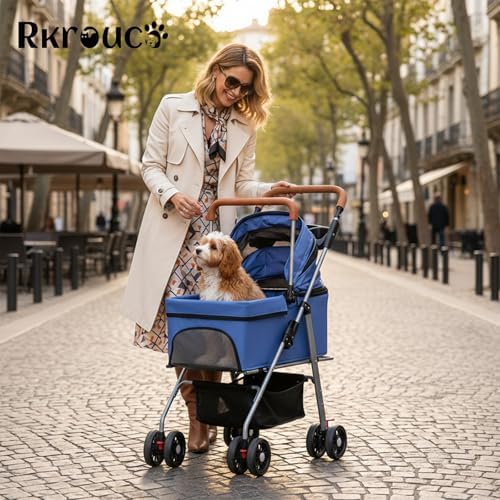 3 in 1 Pet Stroller for Dogs Cats Foldable Jogger with Detachable Carrier