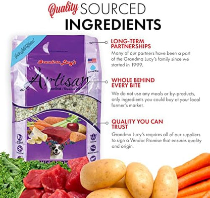 Grandma Lucy's Artisan Dog Food, Grain Free and Freeze-Dried - Artisan Venison, 3Lb Bag