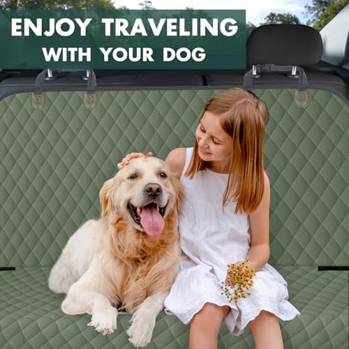 Waterproof Dog Backseat Cover for Cars, Non-Slip Pet Seat Protector, Green