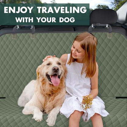 Waterproof Dog Backseat Cover for Cars, Non-Slip Pet Seat Protector, Green