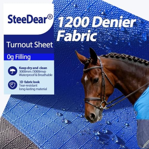 1200D Horse Blanket,Turnout Rain Sheet(No Fill),Dark Blue 69''