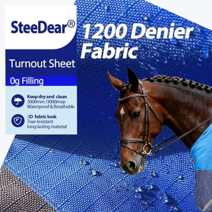 1200D Horse Blanket,Turnout Rain Sheet(No Fill),Dark Blue 69''