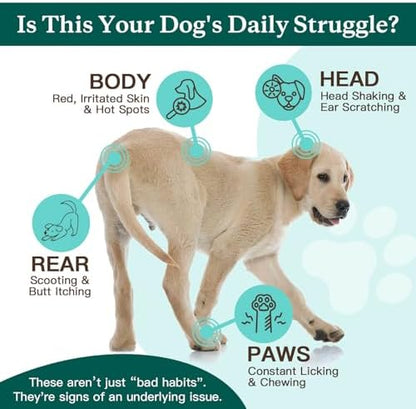 NATURE TARGET Dog Allergy Chews, Skin & Gut, Real Chicken, Freeze-Dried
