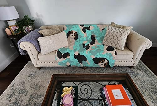 Caroline's Treasures MLM1066LQB Tricolor Cavalier Spaniel Quilted Blanket 50x60 Artwork Pattern Quilted Throw Blanket for Bed, Couch, Sofa, Soft and Lightweight