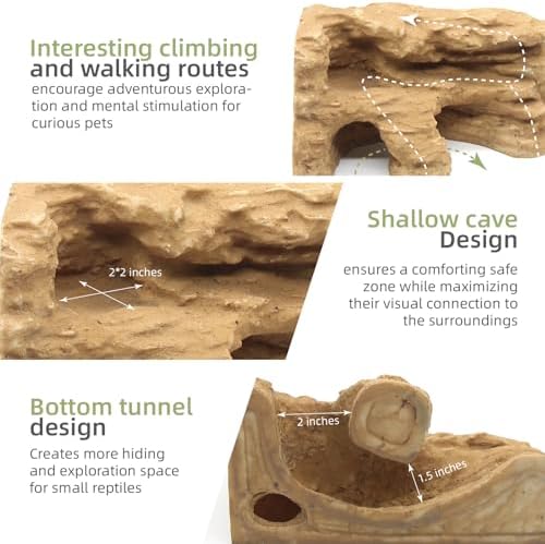 Reptile Hide Shale Scape Step Ledge Backdrop, Reptile Corner Rock Basking Platform Cave Hideout Tank Accessories Decorations, Great for Reptiles, Amphibians, Leopard Gecko, Snake, Frogs, Turtle