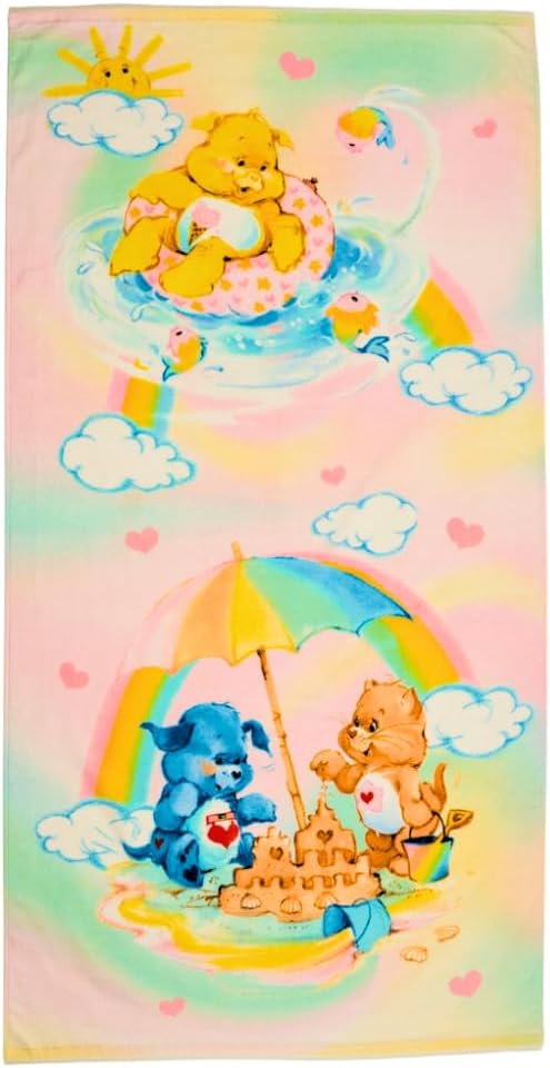 Franco Collectibles Care Bears Heart Classic Retro Super Soft Cotton Bath/Pool/Beach Towel, 60 in x 30 in, (Official Licensed Product)
