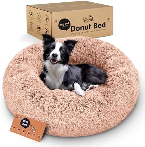 Calming Donut Dog Bed for Small Dogs, Round Dog Bed for Medium & Large Dogs