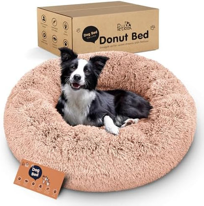 Calming Donut Dog Bed for Small Dogs, Round Dog Bed for Medium & Large Dogs