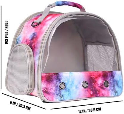 Guinea Pig Carrier Cage for 2, Bearded Dragon Travel Carrier for Small Animal Hamster Birds, Portable with Clear Window Transparent View Vet Bag (Carrier - Pink)