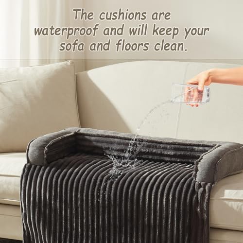 WINDRACING Luxury Dog Couch Bed, Washable Calming Dog Couch Cover, Couch Protector for Dogs, Waterproof Sofa Bed, Pet Bed Mats for Sofa, Pet Sofa Covers- Grey M:35"X31"X4.5"