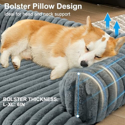 Luxurious Dog Couch Bed, Dog Couch Cover, Couch Protector for Dogs(Grey,XL)