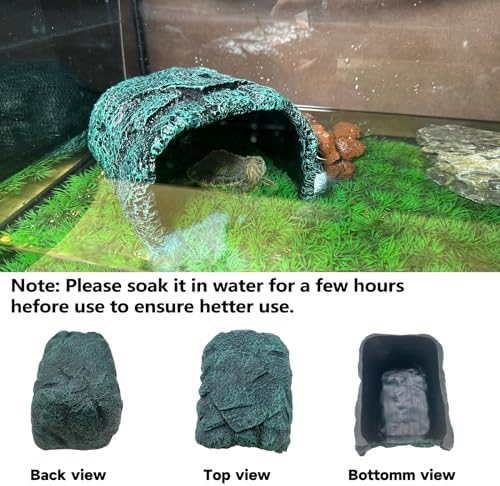 Reptile Rock Hide Cave Large Terrarium Habitat Decor Rock Turtle Hide Tortoise Aquarium Hideout for Lizards Snake Amphibians Fish