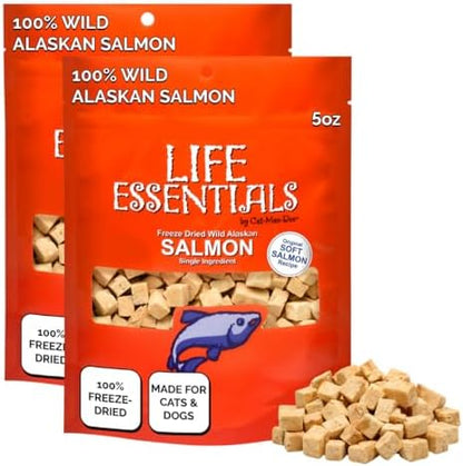 Life Essentials by Cat-Man-Doo | Freeze Dried Salmon Treats | 5oz Bag (2pk)