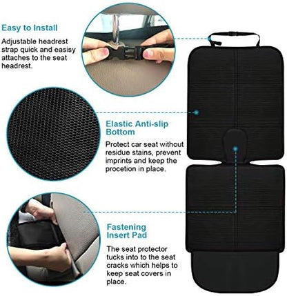 MORROLS Car Seat Protector for Child, Baby, Pets -1 Pack car seat Cover with Thick Padding- Waterproof Universal Size with Mesh Pockets (Black)