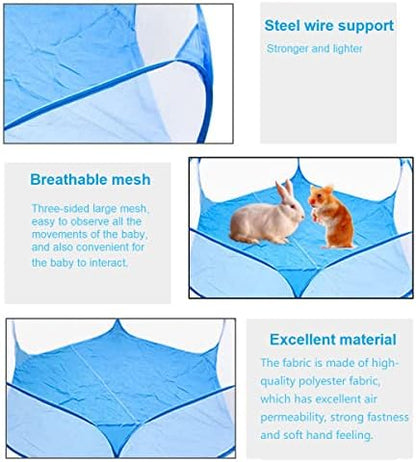 Guinea Pig Playpen Rabbit Cage Breathable & Transparent Small Animal Cage, Pop Open Outdoor/Indoor Exercise Fence, Portable Yard Fence for Guinea Pig Rabbit Hamster Chinchilla Hedgehog (Pink)