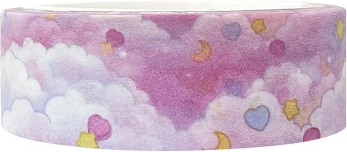 allydrew Washi Masking Tape, 15mm x 5M, Pink Clouds