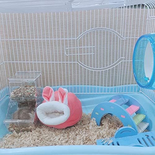 WishLotus Hamster Bed, Mini Soft and Warm Hamster House Cute Non-Slip Hamster Sleeping nest Small Animals Bedding House for Dwarf Hamsters, Mini Hedgehogs and Small Pets (Pink)