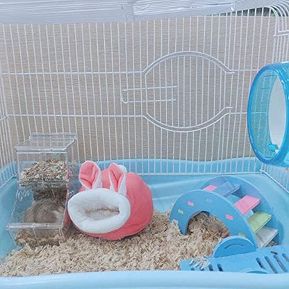 WishLotus Hamster Bed, Mini Soft and Warm Hamster House Cute Non-Slip Hamster Sleeping nest Small Animals Bedding House for Dwarf Hamsters, Mini Hedgehogs and Small Pets (Pink)