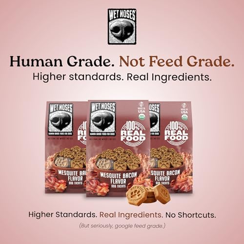 Wet Noses Organic Crunchy Dog Treats – All-Natural, Human-Grade, Non-GMO, Healthy Training & Delicious Snacks for Dogs, for All Dog Sizes & Breeds – Mesquite Bacon, 14oz (2 Pack)