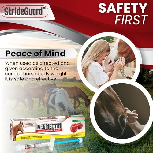 Horse Ivermectin Paste 1.87% – Apple Flavored Oral Horse Dewormer Syringe – 6.08g Tube Treats Horses Up to 1250 LB [Pack-24]