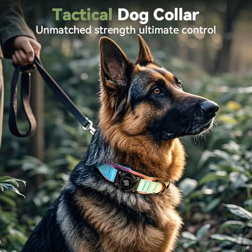 2026 Upgrade Waterproof Tactical AirTag Dog Collar, Built in AirTag Holder