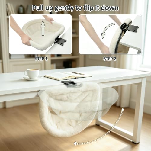 Cat Desk Bed, Desk Mounted Cat Hammock with Steel Clamp