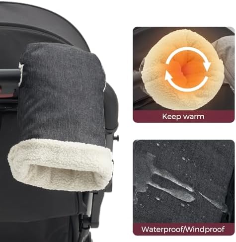 Momcozy Universal Stroller Gloves, Plush Weatherproof Winter Handmuffs