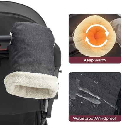 Momcozy Universal Stroller Gloves, Plush Weatherproof Winter Handmuffs