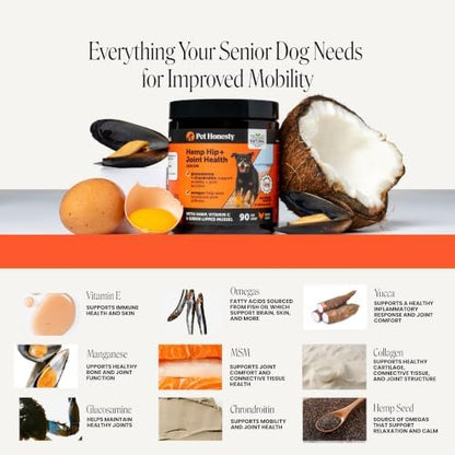 Pet Honesty Vet Recommended Hip and Joint Supplement for Dogs, 90 Count