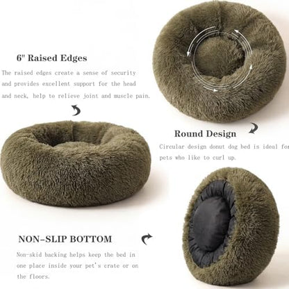 nononfish Soft Dog Bed for Small Dogs,Plush Round Calming Pet Bed