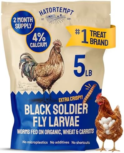 Hatortempt 5lb Black Soldier Fly Larvae for Chickens, Calci Chicken Treats