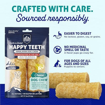 Himalayan Dog Chew Happy Teeth Yak Cheese Crunchy Dog Chew, Cheese 2 Count