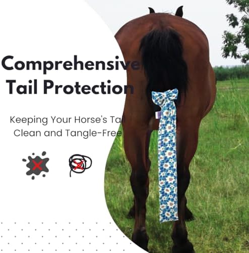 Horse Tail Bag 2 Pack – Thicker Elastic Fabric Tail Wraps for Horses, Longer-Lasting Tail Protection for Daily Grooming, Stable & Show Use (Floral Adventure Set)