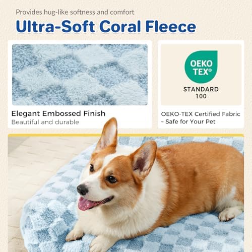 ABCPET Cat Bed Cats Couch for Puppy and Kitten, Fluffy Pet Couch Small Dog Sofa Bed, Supportive Cat Sofa for Indoor Cats, Washable Cover & Non-Slip, 26 inch, Blue