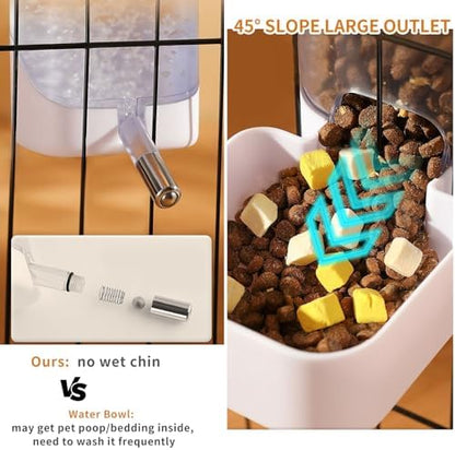 Guinea Pig Food Water Dispenser, Bunny Food and Water Bowl Set for Cage, Small Aniaml Dish for Rabbits, Ferrets, Rats, Squirrels