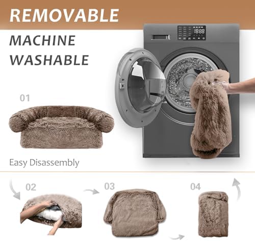 Calming Dogs/Cats Bed Mats, Dog Pad Washable Removable Couch Cover, Plush Long Fur Mat for Pets, Waterproof, Perfect for Small, Medium and Large Dogs and Cats (Desert Brown, 59"x39"x 6.0")