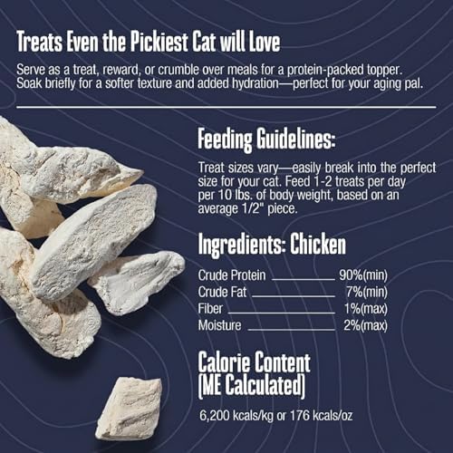 Whole Life Cat Just One Chicken Freeze Dried Cat Treats - Human Grade High Protein Food, Healthy Training Snacks, Freeze Dried Chicken Food Toppers, USA Made Natural Treats - 4 oz (Pack of 1)