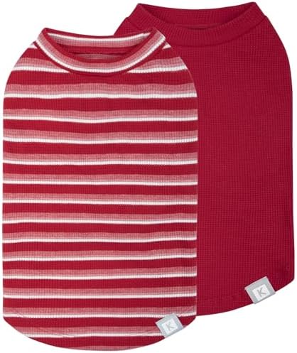 KYEESE 2Pack Waffle Dog Shirt for Small Dogs Striped Dog Sweater Tank Top