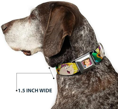 Buckle-Down Seatbelt Buckle Dog Collar - Mickey Standing Pose Film Strip White/Black - 1" Wide - Fits 9-15" Neck - Small