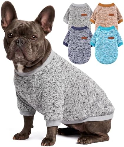 4 Pack Dog Sweater Fleece Warm Winter Coat for Small Medium Dogs