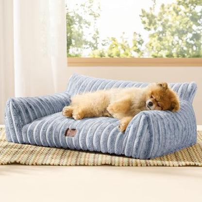 Bedsure ComfyFleece™ Shown on TV Fluffy Dog Couch for Pets,30in Blue Indigo