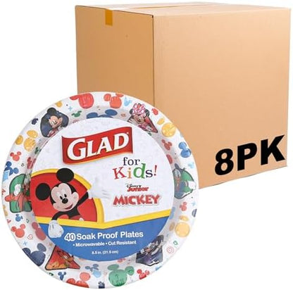 Glad for Kids Disney Mickey and Friends Paper Plates, 8.5 in, 40 Ct, 8-Pack