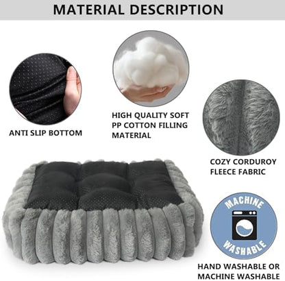Small Cat Beds for Indoor Cats Washable Furry Kitten Beds with Sides,Rectangle Orthopedic Soft Calming Comfy Sleeping Extra Small Pet Beds for Cats Dogs Puppy,18x14x4 Inch,Warm Grey