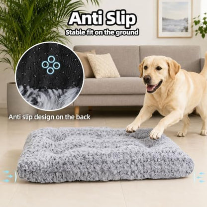 Extra Large Dog Bed, Plush Washable Pet Bed Mat, Dog Crate Bed 47"x31" Gray