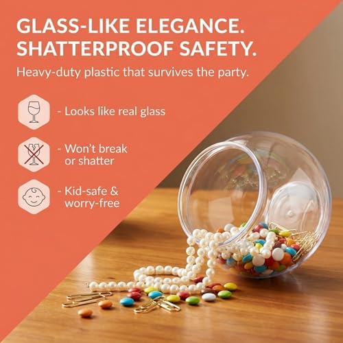 Mini Plastic Fish Bowls 16 oz, 12 Pack - Small Party Centerpiece Bowls