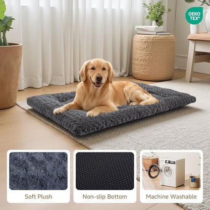 Exsnugy Washable Dog Bed Mat Large Size Fluffy Pet Crate Pad 53x36 XXL