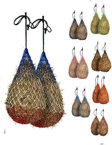Majestic Ally 2 pcs Slow Feed 42” Hay Net for Horses, Strong Small 2x2” Holes, Nylon Rope Hanging, Adjustable Travel Feeder for Trailer and Stall, Simulates Grazing, Reduce Waste