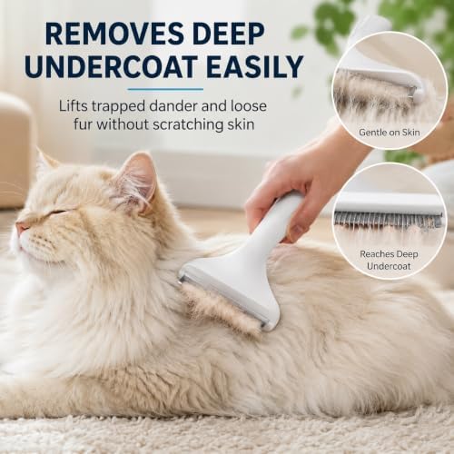 Pet Shedding Comb - Safe ABS Material Deshedding Brush, V-Shaped 1mm Close Teeth, Gentle on Skin, Effortlessly Removes Loose Undercoat & Prevents Matting, Suitable for All Fur Types