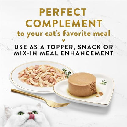 PURINA Fancy Feast Appetizers Lickable Grain Free Wet Cat Food Topper White Meat Chicken and Flaked Tuna Appetizer - (Pack of 10) 1.1 oz. Trays