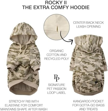 Pet Passion Rocky II Dog Hoodie, Sage Camo, X-Large